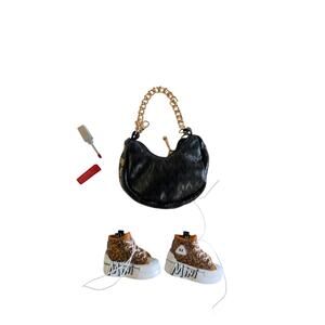 Zuru Mini Brands Fashion Series 4 Black & Gold Bag Leopard Platform Sneakers